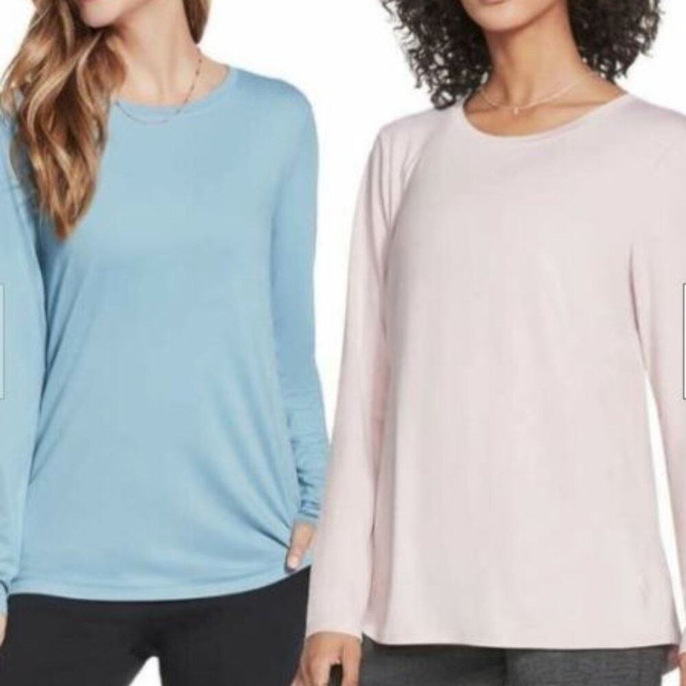 SKECHERS Women's 2-Pack GoWalk Active Long Sleeve Shirts Pink/Blue XS